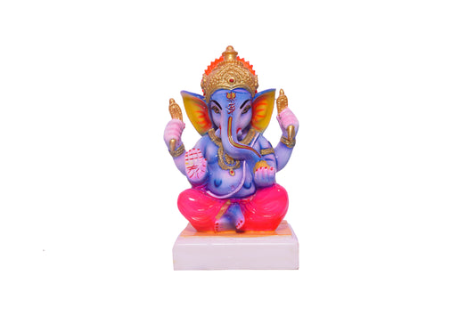 Ganesh ji with Raja Ji Spirtual , Marble Crush for Home Mandir| Temple | Showpiece (Blue)