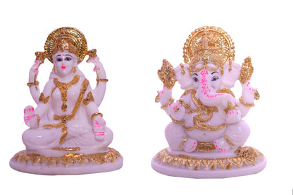 Laxmi Ganesh statue white - Indian Gods and Goddess idols and gifts in marble dust ,Elegant Laxmi-Ganesh Idols for Home & Office Décor | Perfect Marble Showpiece Gift for Birthday, Wedding, and Festivals