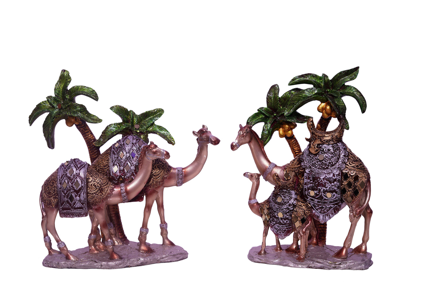 Luxurious Gold Camel Statue Set-Intricately Detailed Poly-Resin Home Decor Showpiece-Set of 2 Camels