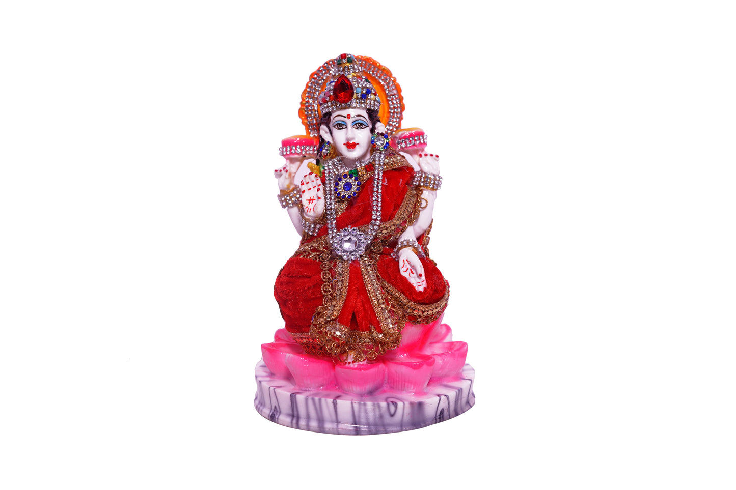 Goddess Lakshmi Ganesha Statue Hand Painted Cultured Marble Lakshmi Ganesha Statues Pair of Lakshmi Ganesh Idol Sculpture Lord Ganesha Laxmi murti for Diwali Pooja| (Multicolor)