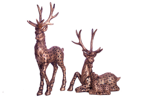 Hiran Showpiece Couple Resin Deers Showpiece Figurine Statue Deer Pair 2 Deer Showpiece for Home Decor & Office Decor (Set of 2)