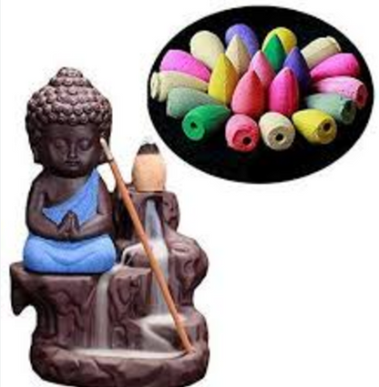 Cute Budha Smoke Fountain Backflow with 10 Free Cones