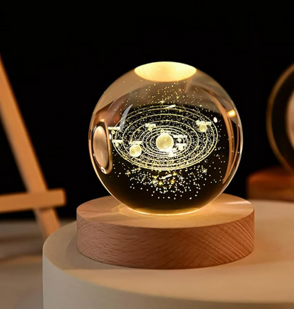 3d Crystal Ball Night Lamp,(Solar System)(Warm White)