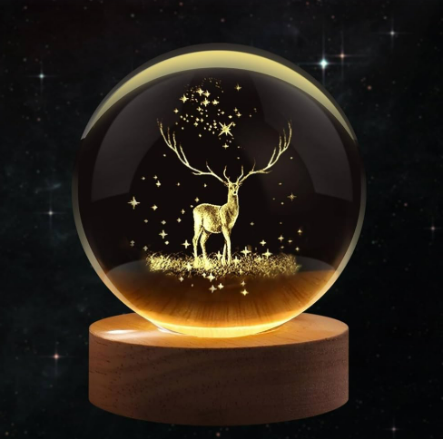 3d Deer Crystal Ball Night Light