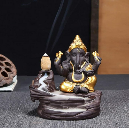 Cute Ganesh Smoke Fountain Backflow with 10 Free Cones