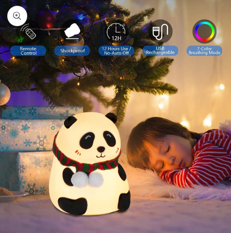 Cute Panda Silicon USB Rechargeable Night Light Lamp Night Lamp  (13 cm, White)