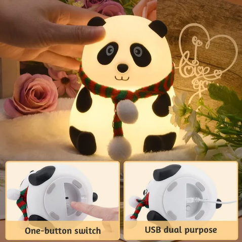 Cute Panda Silicon USB Rechargeable Night Light Lamp Night Lamp  (13 cm, White)