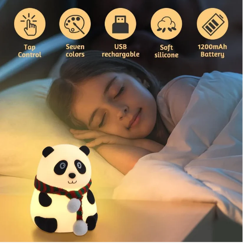 Cute Panda Silicon USB Rechargeable Night Light Lamp Night Lamp  (13 cm, White)