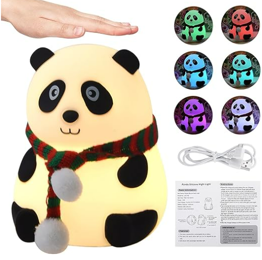 Cute Panda Silicon USB Rechargeable Night Light Lamp Night Lamp  (13 cm, White)