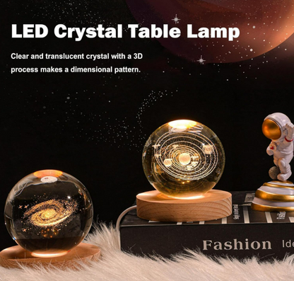 3d Crystal Ball Night Lamp,(Solar System)(Warm White)