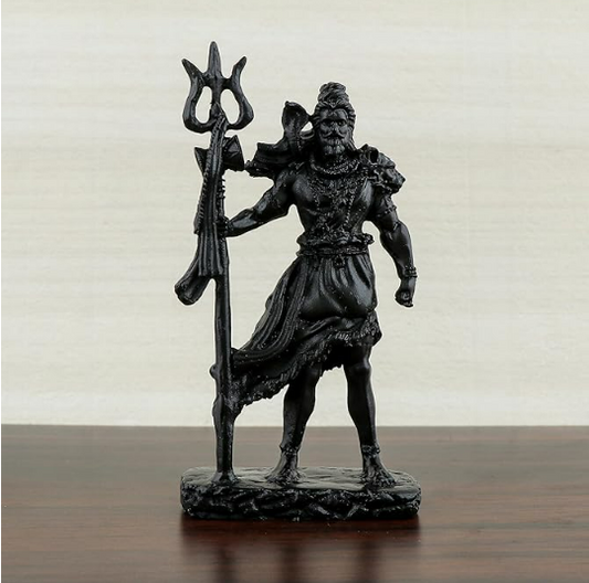 Standing Shiv Ji Statue Good Luck Gift Shiva Murti for Car Dashboard Decorative Showpiece - 11 cm  (Resin, Black)