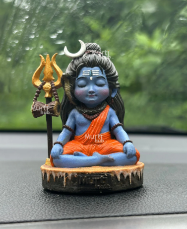 Baal Shiva Idol,Idol for Car Dashboard, Pooja & Gift | Lord Shiva Decorative Showpiece - 7 cm (Resin, Multicolor)