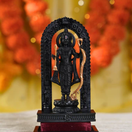 Ram Lalla Idol Ayodhya Murti Ram Ji Statue Perfect for Home, Pooja, Car Dashbord, Gift / 3D Printed Resin Art (Black & Golden)  15 cm