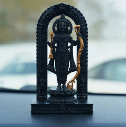 Ram Lalla Idol Ayodhya Murti Ram Ji Statue Perfect for Home, Pooja, Car Dashbord, Gift / 3D Printed Resin Art (Black & Golden)  15 cm