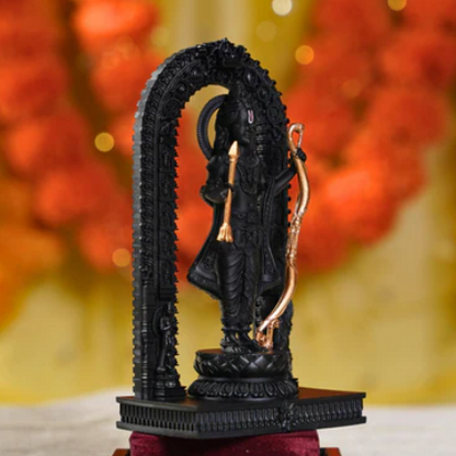 Ram Lalla Idol Ayodhya Murti Ram Ji Statue Perfect for Home, Pooja, Car Dashbord, Gift / 3D Printed Resin Art (Black & Golden)  15 cm