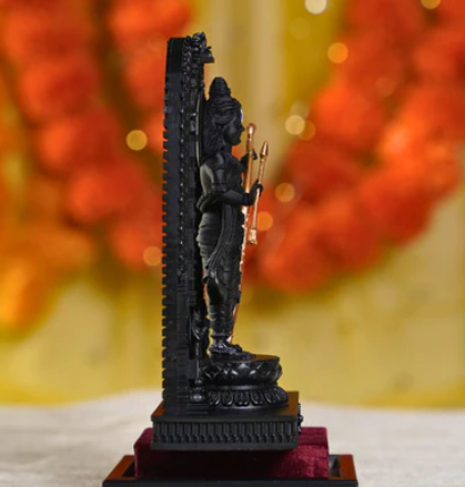 Ram Lalla Idol Ayodhya Murti Ram Ji Statue Perfect for Home, Pooja, Car Dashbord, Gift / 3D Printed Resin Art (Black & Golden)  15 cm