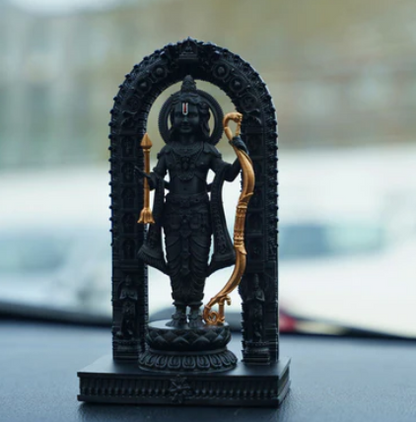 Ram Lalla Idol Ayodhya Murti Ram Ji Statue Perfect for Home, Pooja, Car Dashbord, Gift / 3D Printed Resin Art (Black & Golden)  15 cm