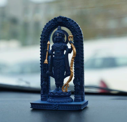 Ram Lalla Idol Ayodhya Murti Ram Ji Statue Perfect for Home, Pooja, Car Dashbord, Gift / 3D Printed Resin Art (Black & Golden)  15 cm